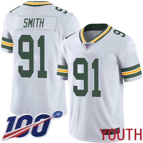 Green Bay Packers Limited White Youth 91 Smith Preston Road Jersey Nike NFL 100th Season Vapor Untouchable